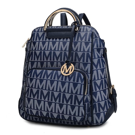 Mkf Collection By Mia K. Cora Milan M Signature Trendy Backpack, Navy MK312343